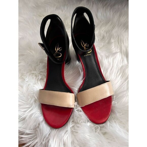 Joan and David black red and tan shoes size 8 platform heel - Picture 1 of 6